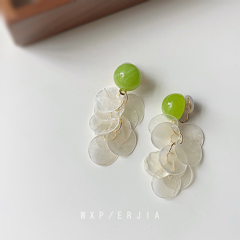 Gold-plated Real Shell Mosquito Coil Mori Fresh Earrings