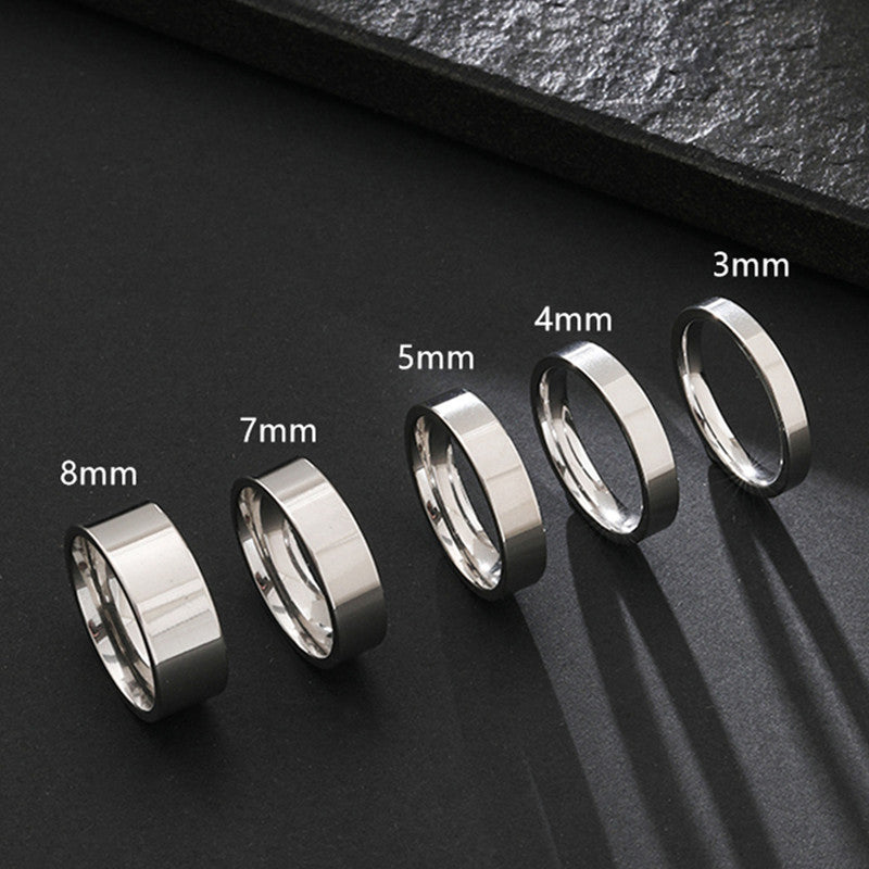 Women's & Men's Titanium Steel Glossy Can Carve Writing Couple Simple Commuter Cold Rings