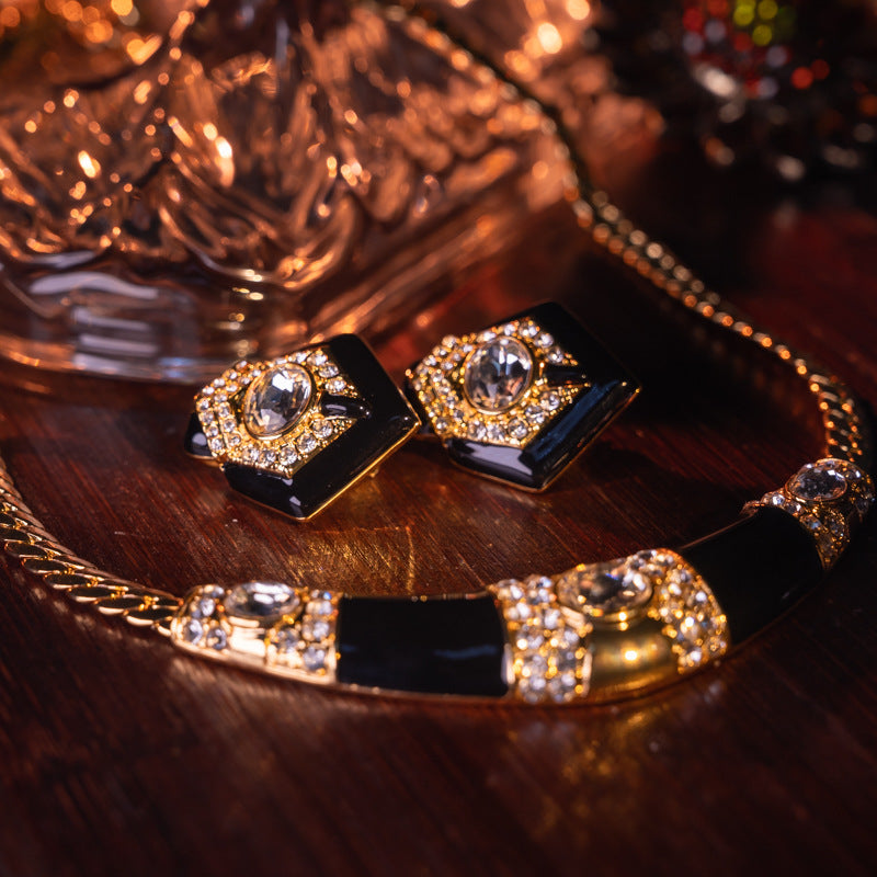 Imported Handmade Drip Glazed Gold-plated Enamel Jewelry Set