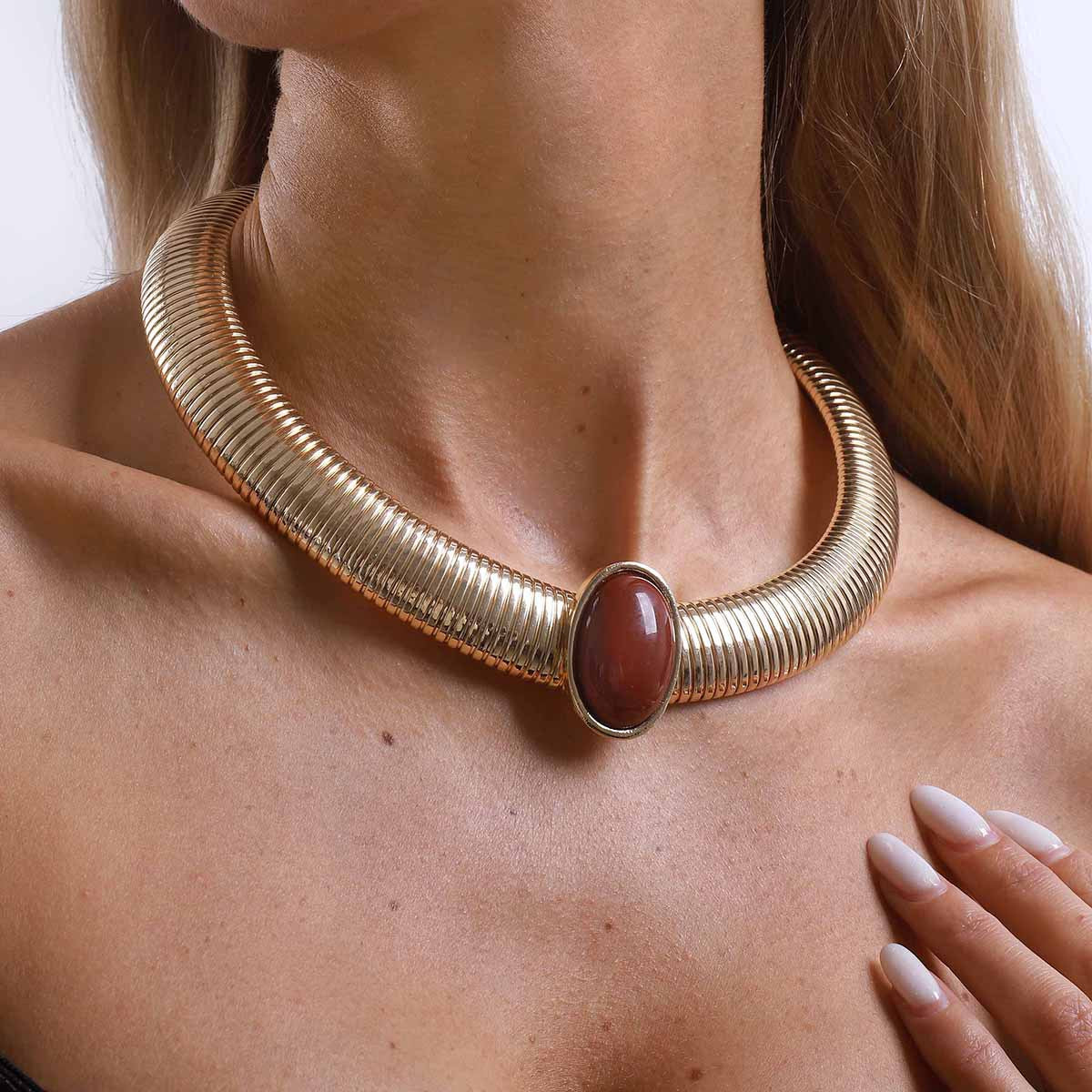 Wide Version Snake Bones Chain Collar Personality Necklace