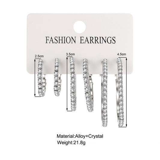 Creative Simple Inlaid Rhinestone Exaggerated Medium And Earrings