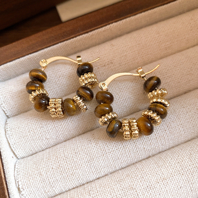 Real Gold Plating Elegance Retro Light Luxury Stud Earrings