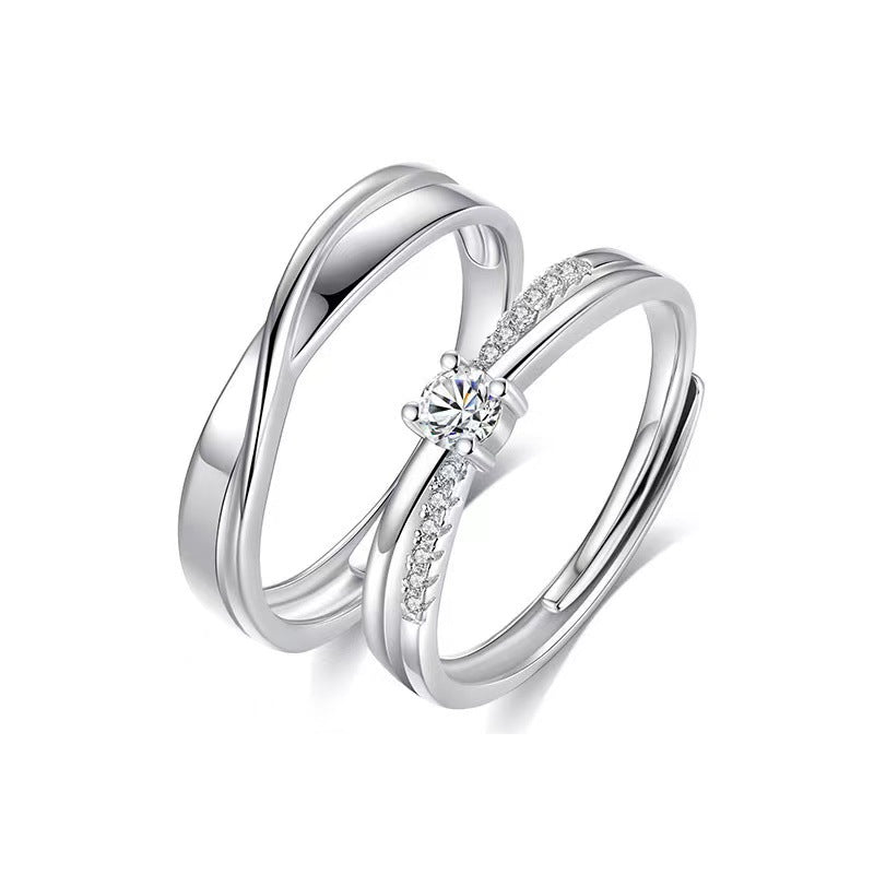 Women's & Men's Full Sugar Sweetheart Couple One Pair Diamond Ring