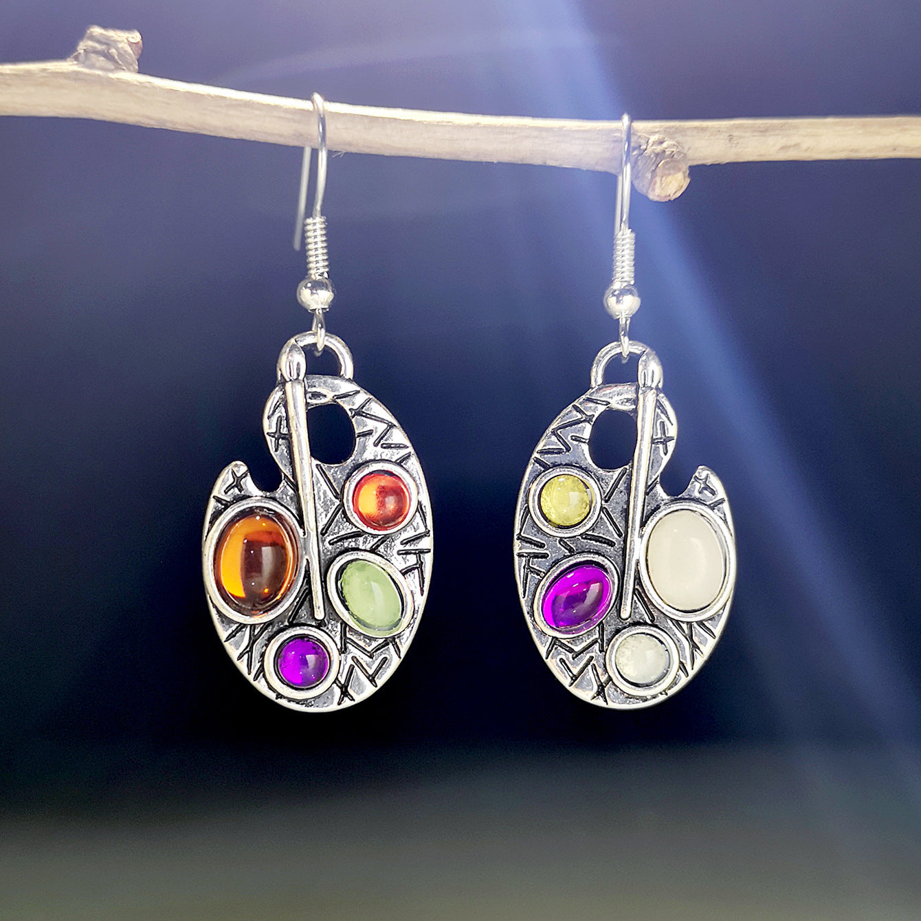 Women's Artistic Green Simple Mixed Color Painting Board Personalized Exquisite Chic Earrings