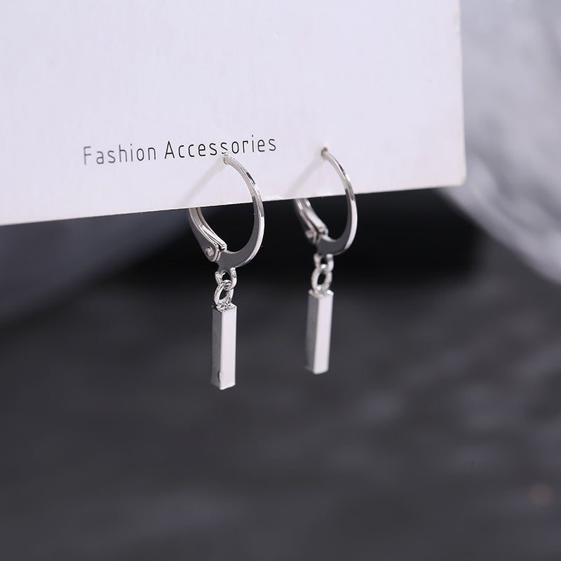 Women's Sier Needle Geometric Word Ear Clip Earrings