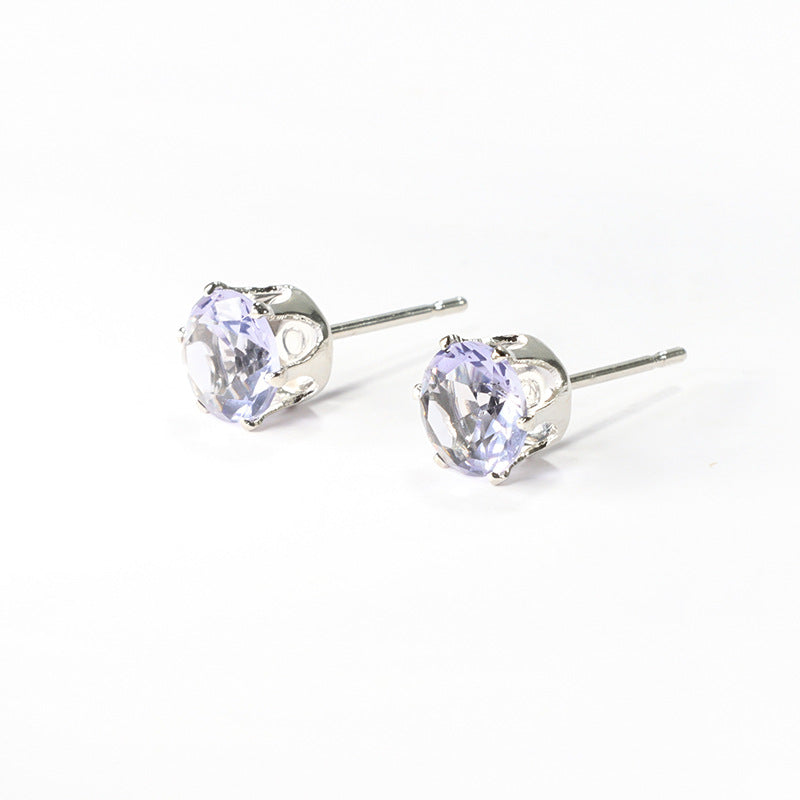 Women's & Men's Steel Color Zircon Diamond For Fashion Stainless Ear Stud Earrings