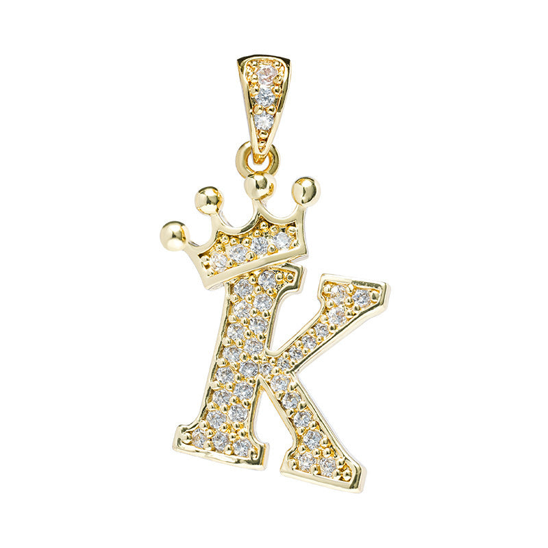 English Letters Full Diamond Pendant Simple Necklaces