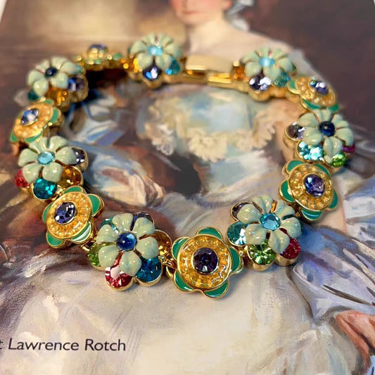 Court Distressed Color Diamond Flower Refined Bracelet