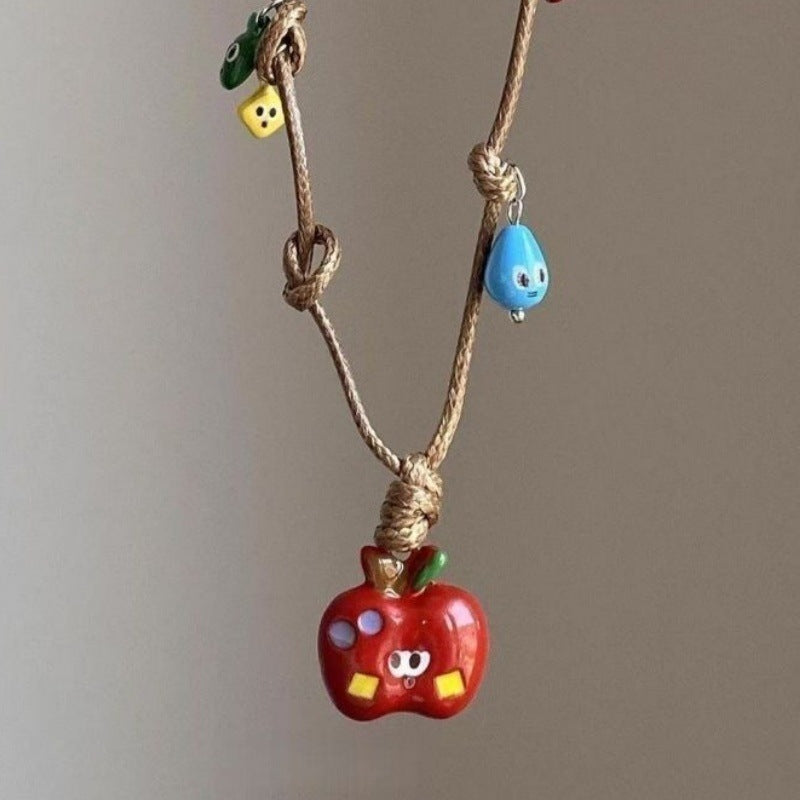 Women's Fun Cute Big Ears Ceramic Puppy Necklace