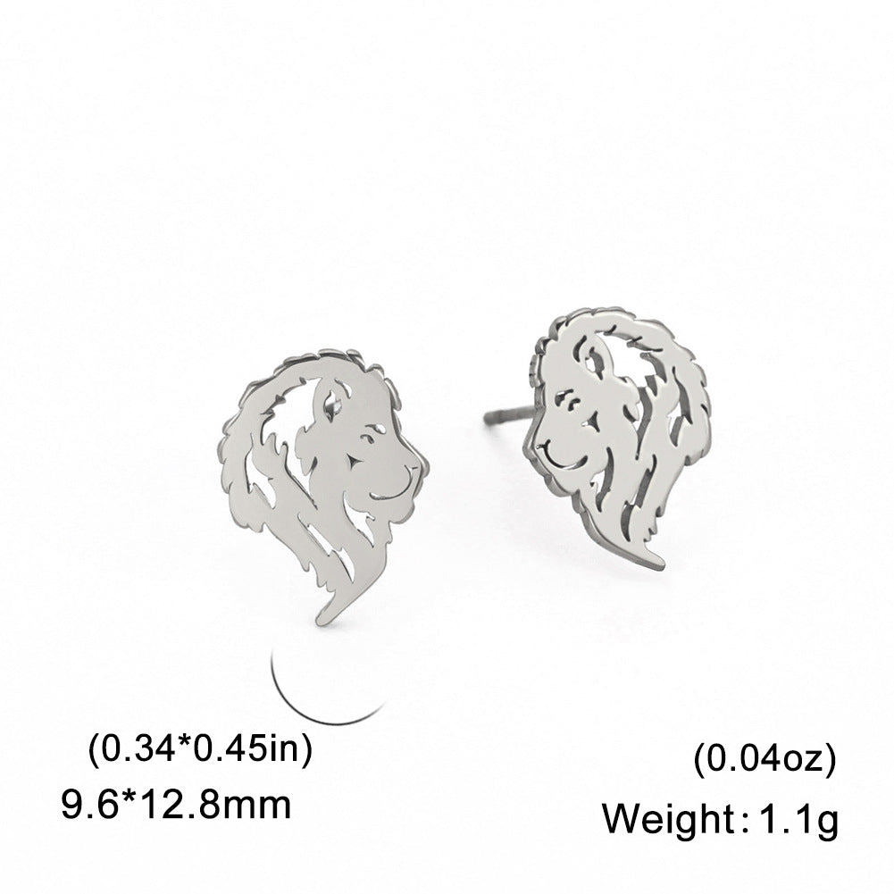 Titanium Steel Ornament Cut Hollow Lion Shape Rings