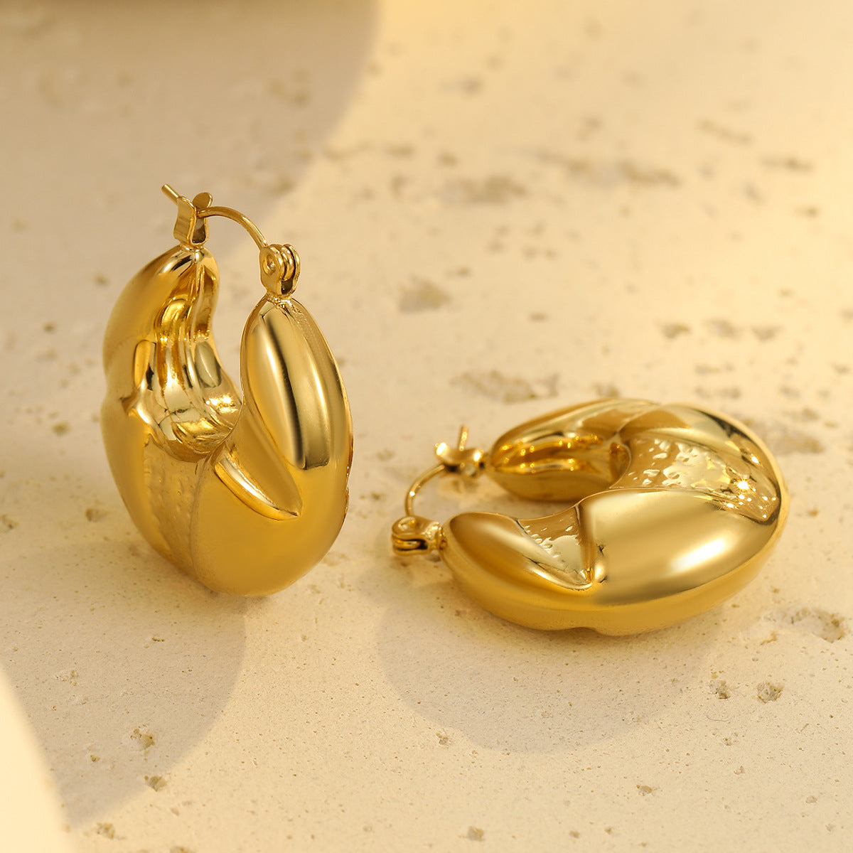 Women's Steel Sweet Cool Vintage Texture Shaped Gold-plated Earrings