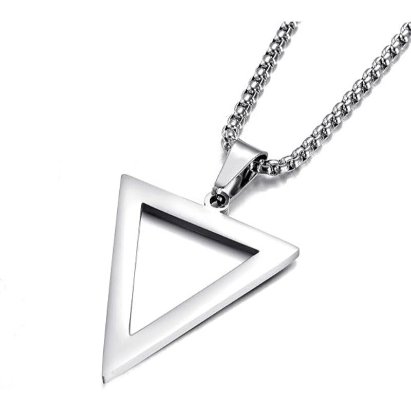 Men's Titanium Steel Black Triangle Stainless Geometric Necklace