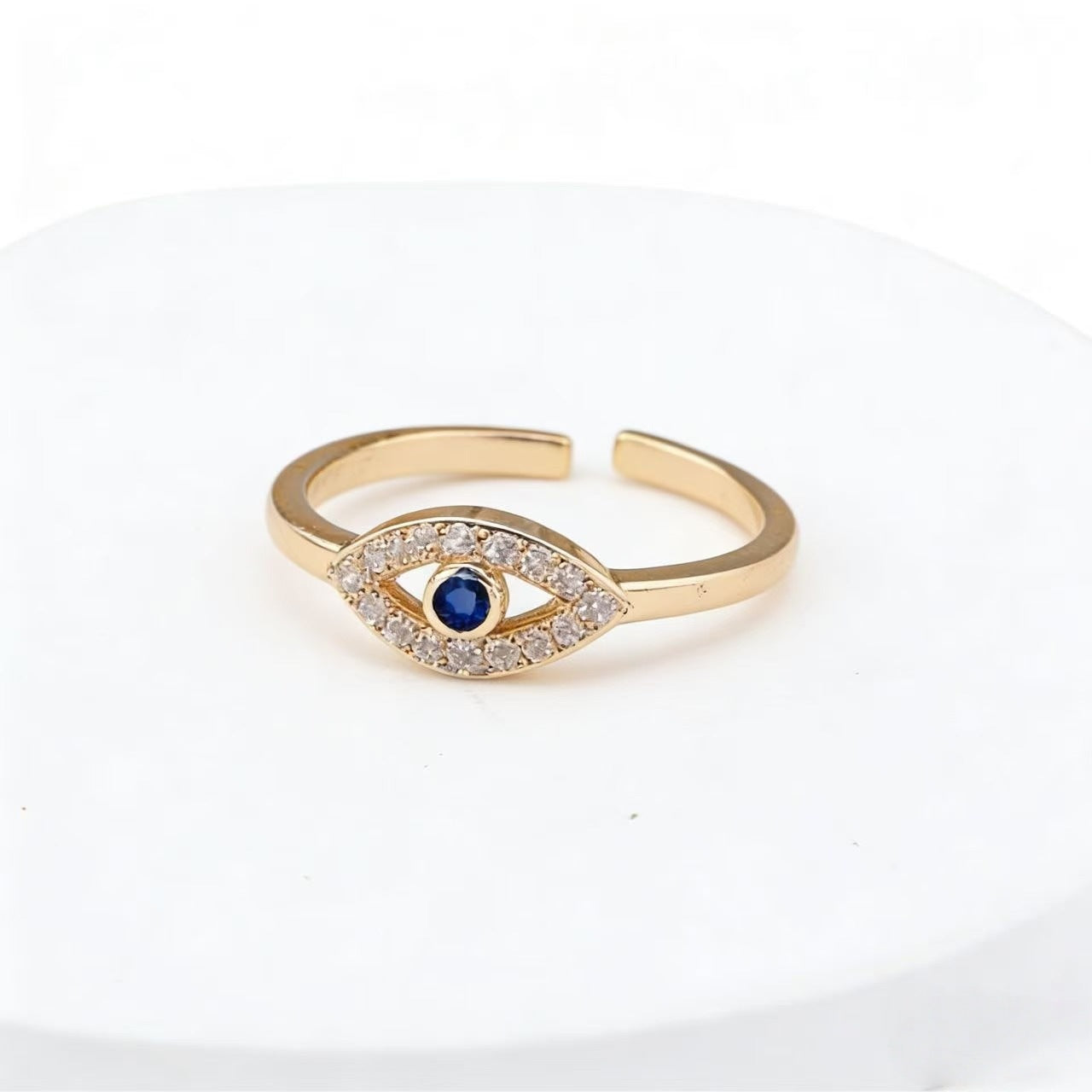 Eye Copper Simple Micro Inlaid Zircon Female Niche Rings