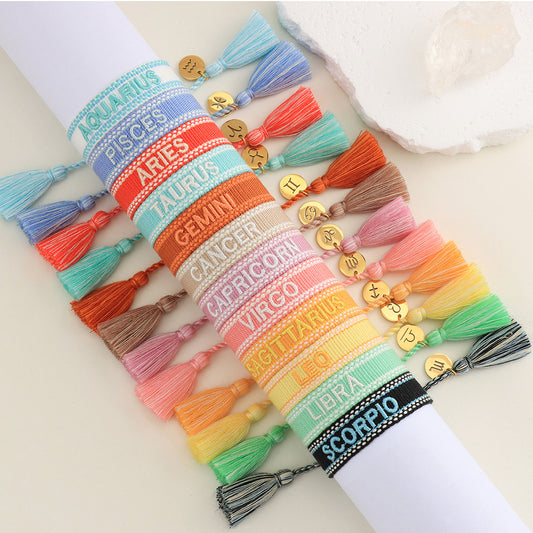 Twee Constellations Embroidery Letter Woven Hand Strap Bracelets