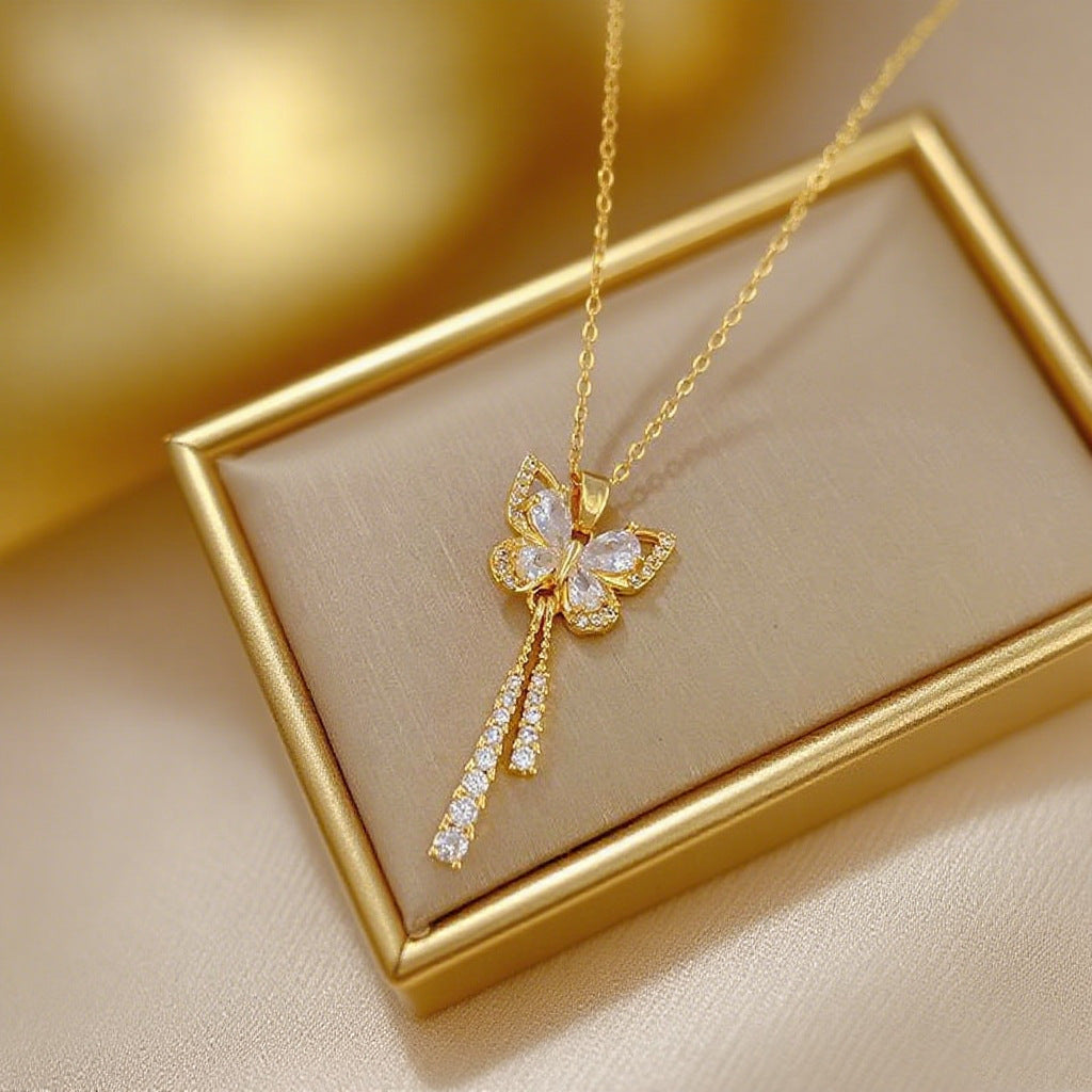 Women's Light Luxury Temperament Gorgeous Full Diamond Clavicle Chain Titanium Necklace