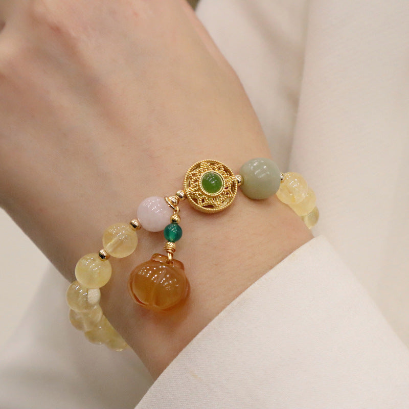 Citrine Female Lucky Pumpkin Chalcedony Simple Jewelry Bracelets