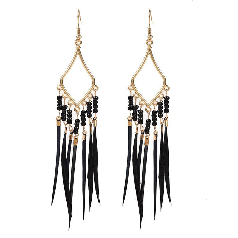 Bohemian Feather Rhombus Dopamine Summer Seaside Ethnic Earrings