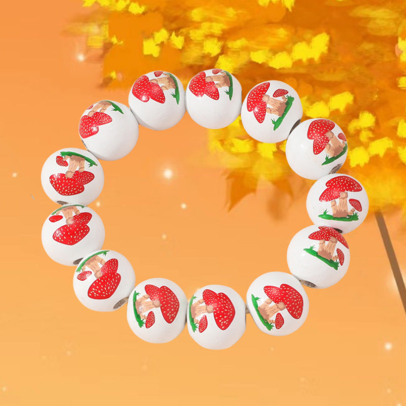 Bracelets imprimés de champignons et de feuilles d'érable pour femmes et hommes, automne Thanksgiving, mode créative, atmosphère