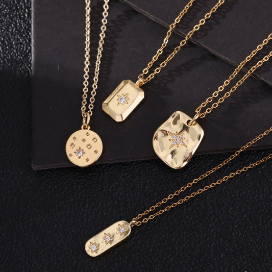 Moon Zircon Fashion Gold Plated Geometric Necklaces