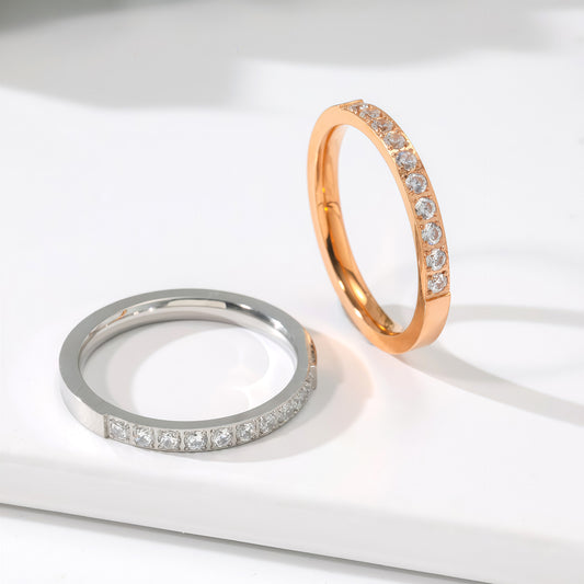 Full Diamond Row Simple Light Luxury Ring