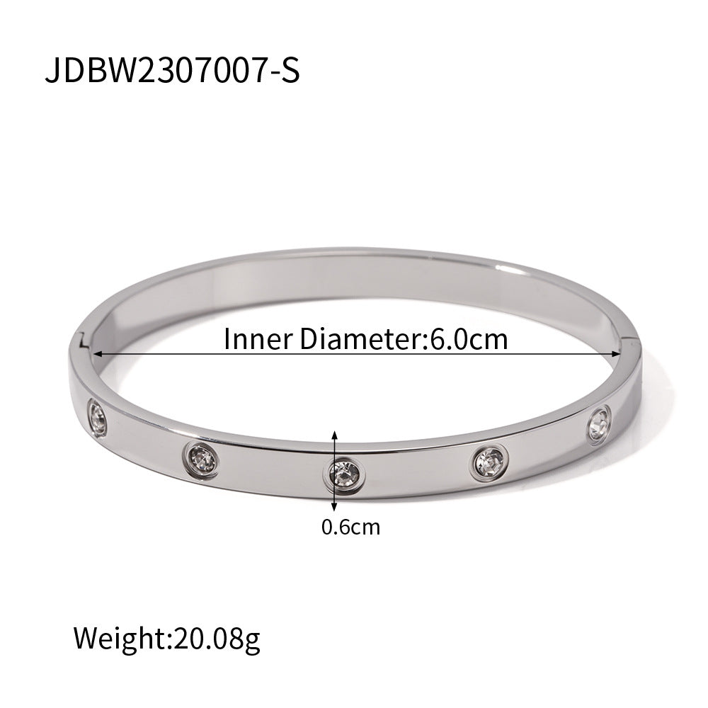 Damen-Armbänder aus Titan mit Goldeinlage und weißem, rundem Diamant, modisch, schlicht