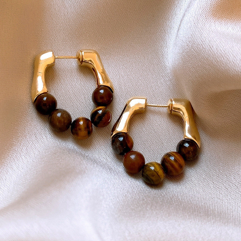 Real Gold Plating Elegance Retro Light Luxury Stud Earrings