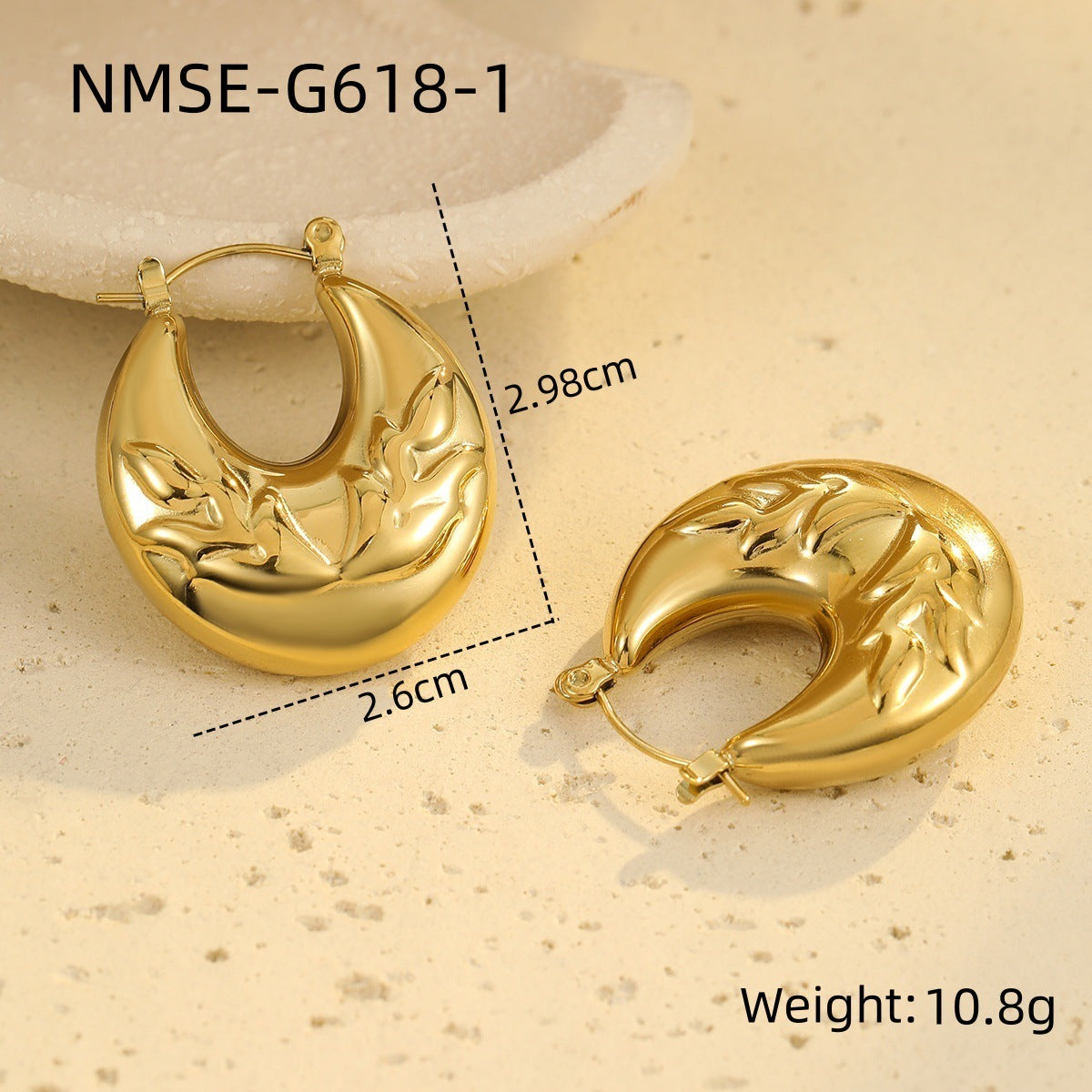 Women's Steel Sweet Cool Vintage Texture Shaped Gold-plated Earrings