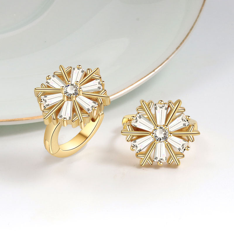 Women's Luxury Snowflake Zircon For Temperament Trend Sunflower Ear Earrings