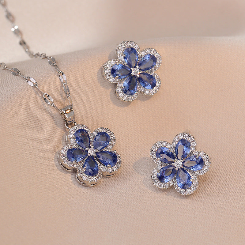 Zircon Set Gift Romantic Petal Jewelry Necklaces