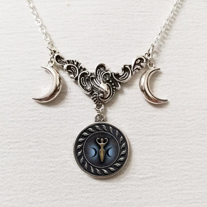 Triple Moon Sier Full And Small Necklaces