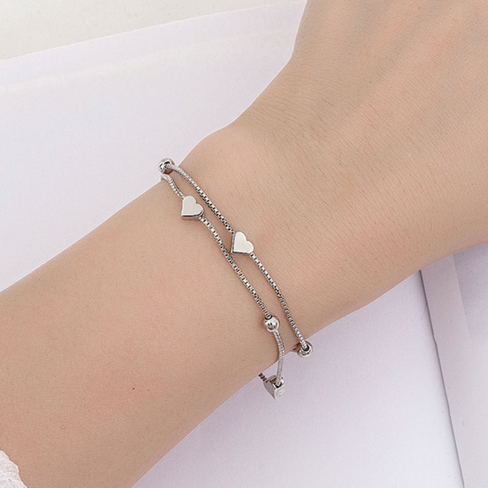 Liebevolles Herz für Damen, koreanisches, elegantes Design, runde Armbänder