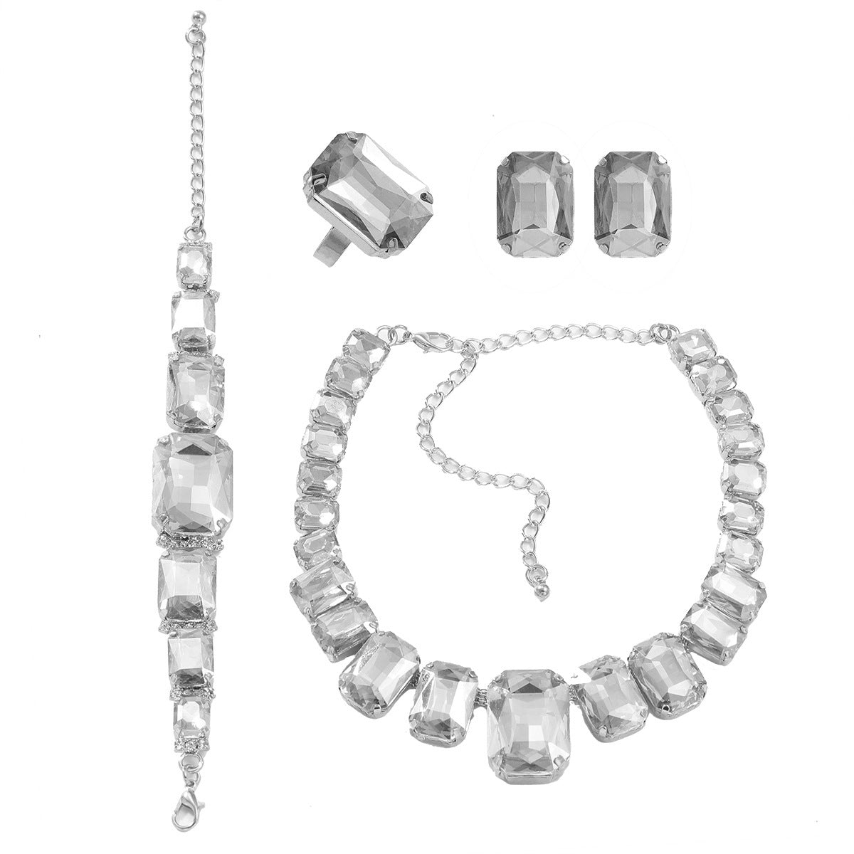 Attractive Popular Women's Exaggerated Rhinestone Square Necklaces