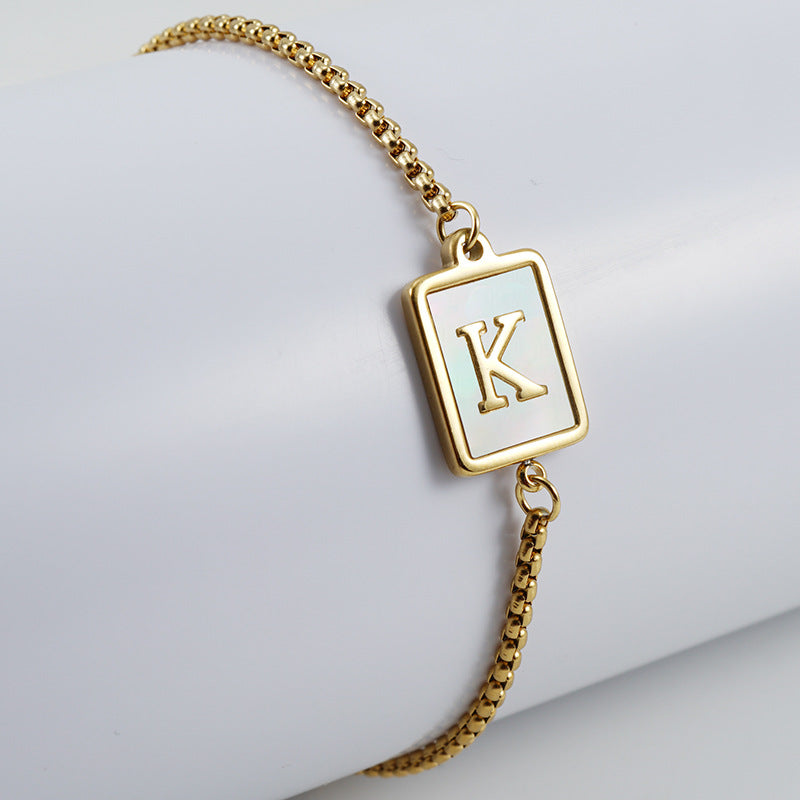 Shell Letter Lala Female Stainless Square Bracelets