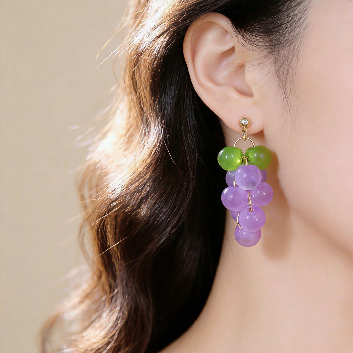 Sweet Grape Bubble Atmosphere Green High Sense Ear Earrings