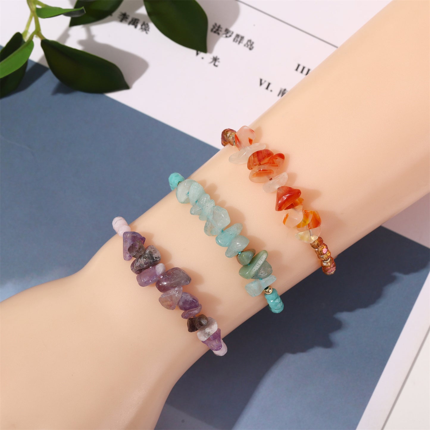 Colorful Multicolor Natural Gravel Woven Irregular Bracelets