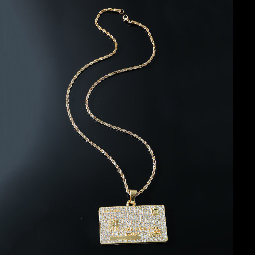 Gold Card Pendant Personal Nightclub Hipster Necklaces