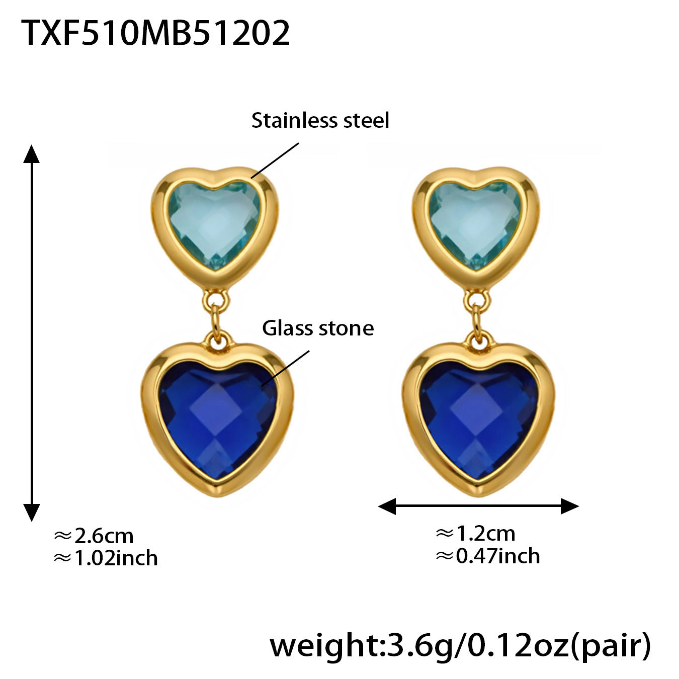 Cut Candy Color Heart-shaped Glass Stone Fashion Exquisite Stainless Rings