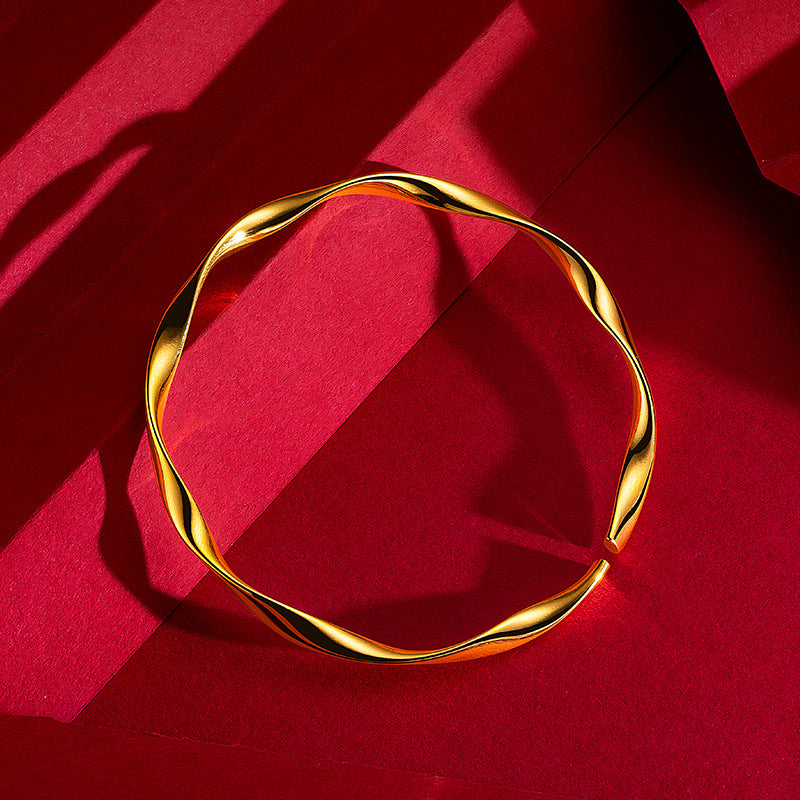 Strip Love Eternal Vietnam Placer Gold Open Bracelets