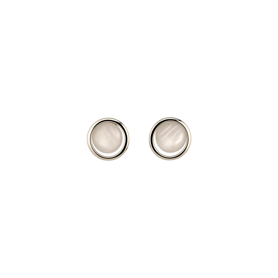Opal Round French Elegant Light Luxury Stud Earrings