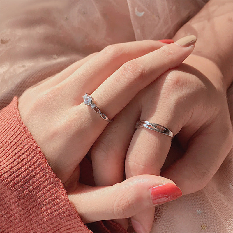 Women's & Men's Simple Simulation Zircon Diamond Open Couple Price Starting From 2 Rings