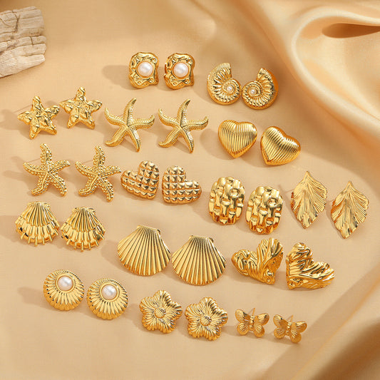 Women's Stainless Steel Light Luxury High-grade Titanium Gold-plated Stud Earrings