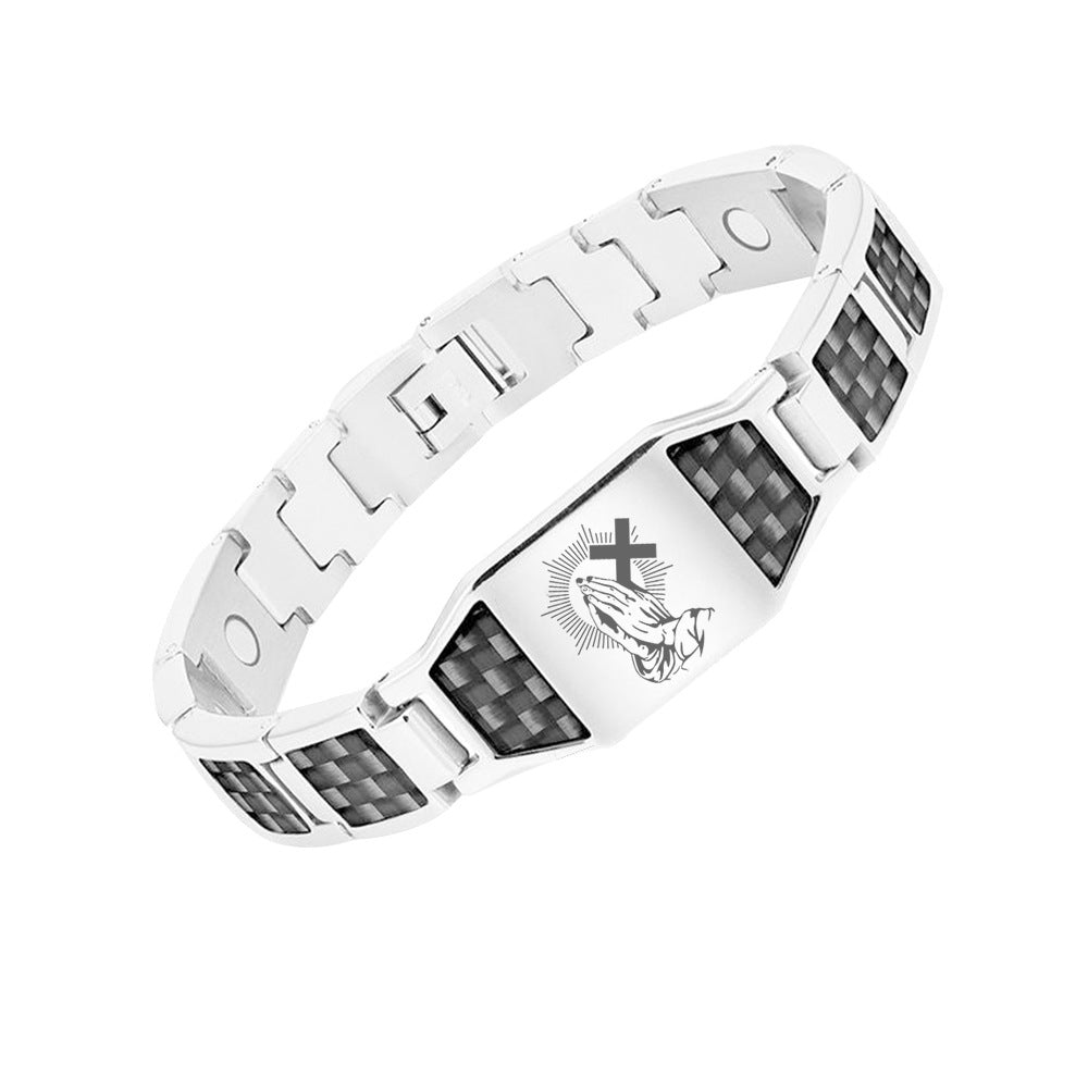 Men's And Simple Personality Curved Carbon Fiber Bracelets