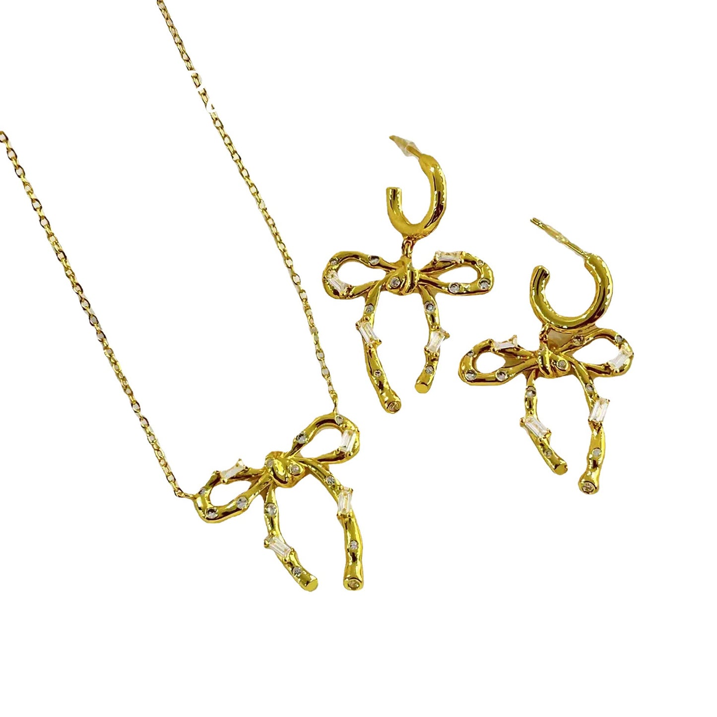 Fairy Bray Knot Three-dimensional Radian Bow Clavicle Chain Simple Tide Jewelry Set