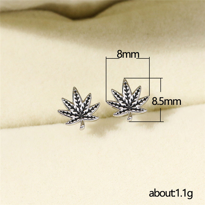 Blackening Craft Maple Leaf Ear Design Earrings