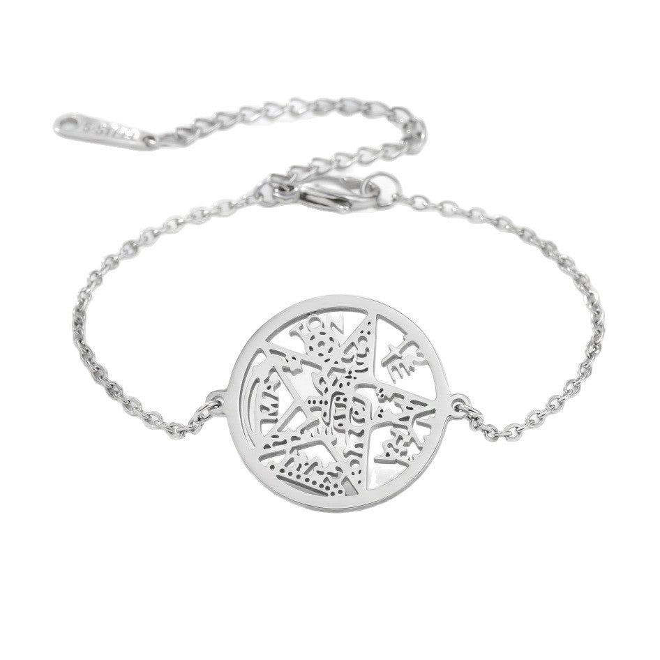 Women's & Men's Hollow Five-pointed Star Stainless Steel Adjustable Bracelet