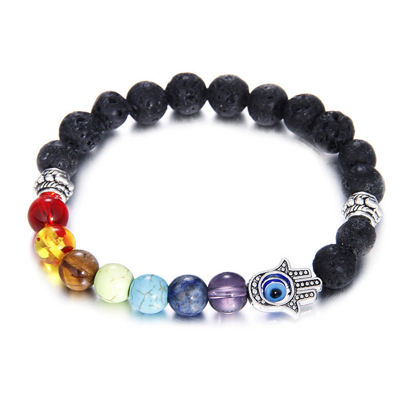Women's Retro Simple Volcanic Rock Palm Eyes White-barked Bracelets