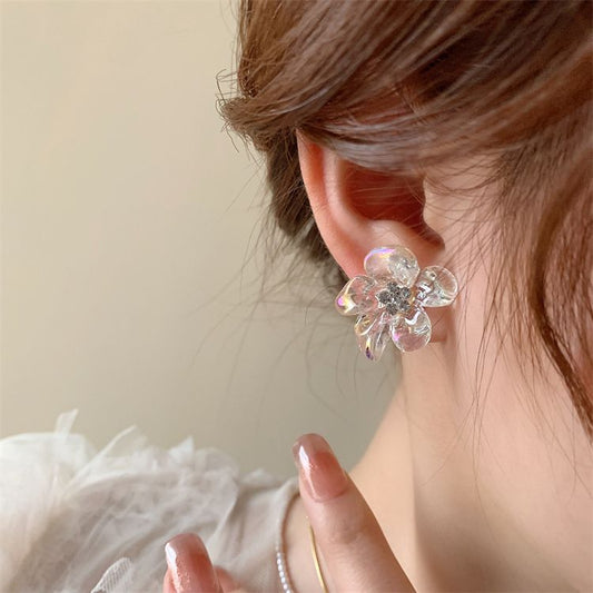 Design Transparent Flower Trendy Sweet High Earrings