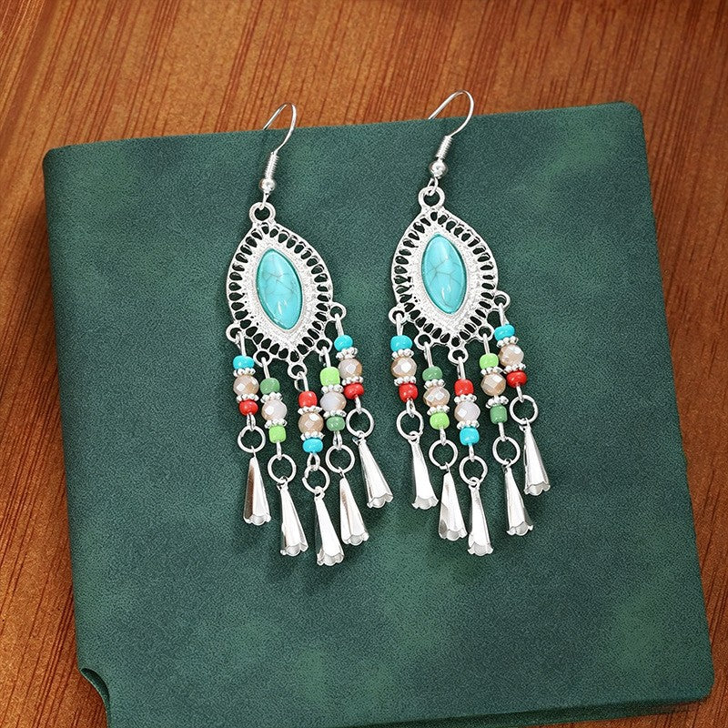 Bohemian Tassel Water Drop Summer Vacation Style Dopamine Earrings