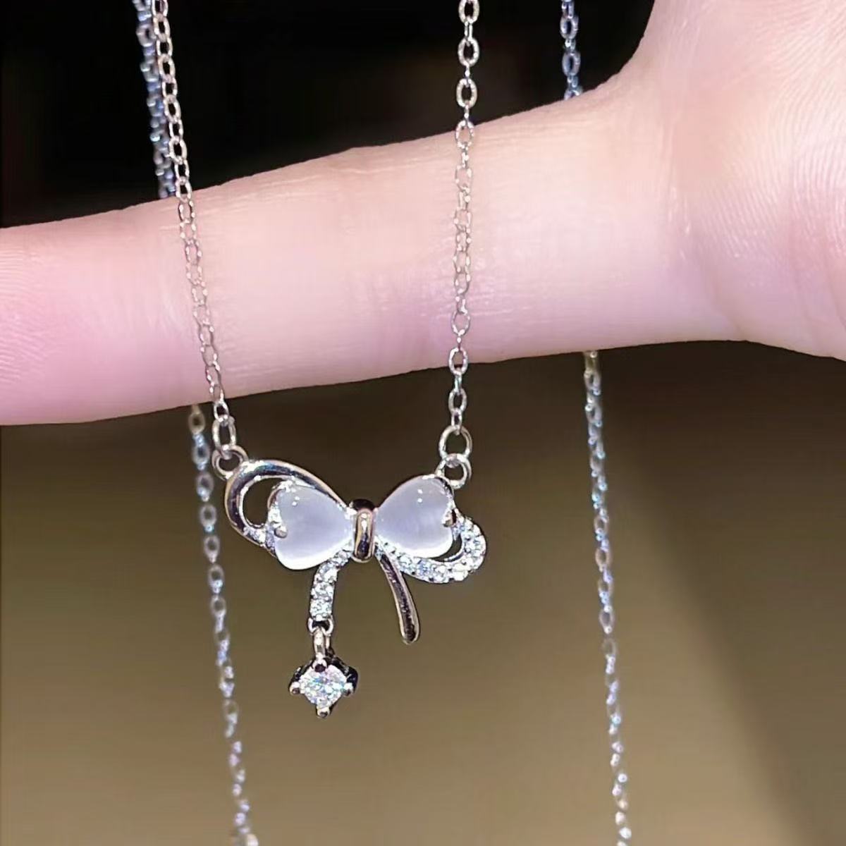 Bow Tassel Affordable Luxury Fashion Sweet Style Clavicle Chain Holiday Pendants
