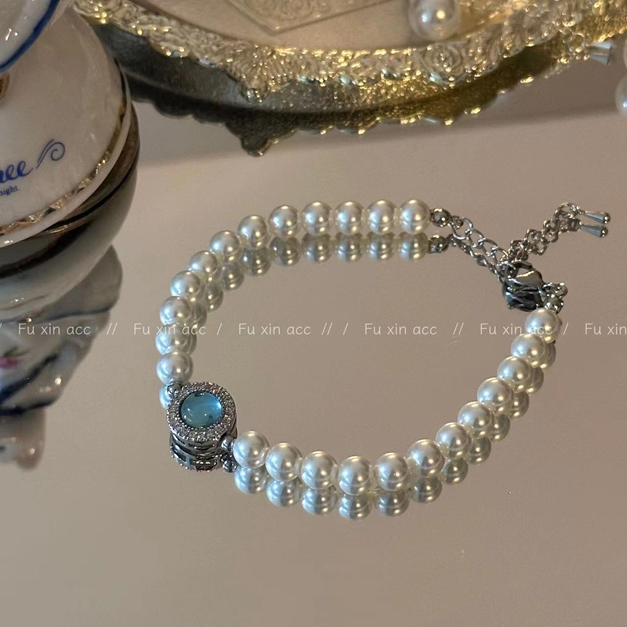 Aquamarine Pearl Female Special Interest Light Luxury Necklaces